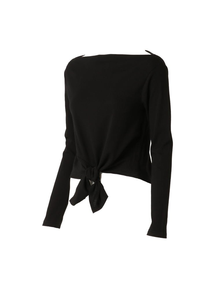 フロントタイアップショート丈ロングスリーブTシャツ