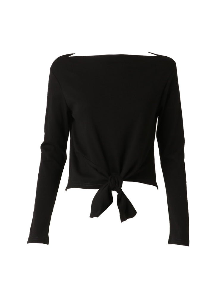 フロントタイアップショート丈ロングスリーブTシャツ