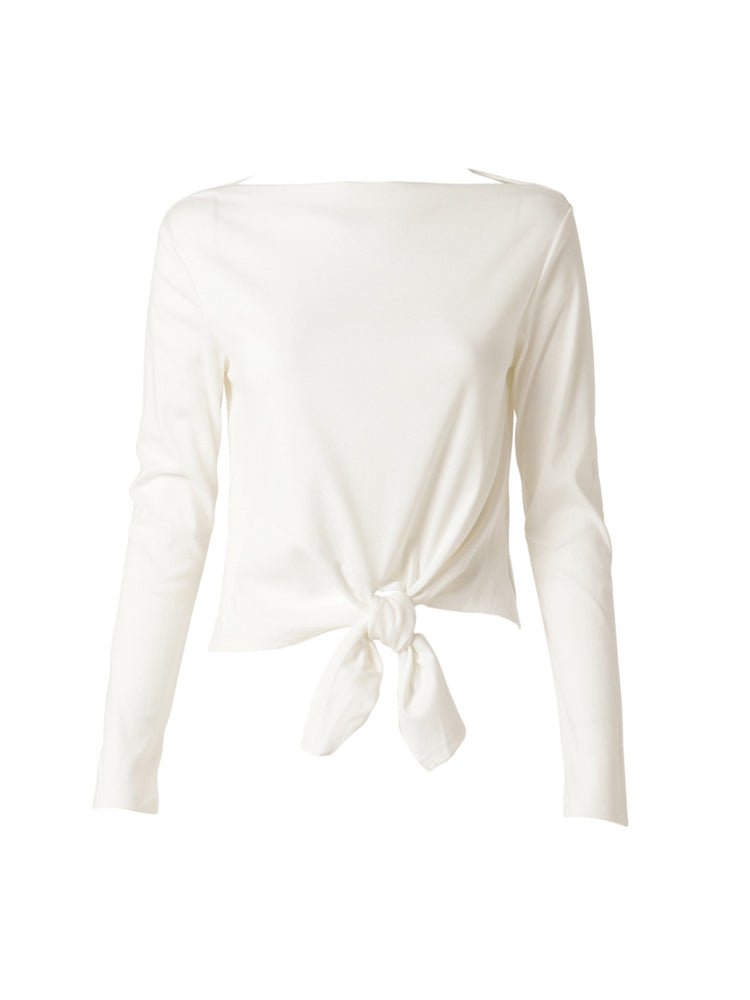 フロントタイアップショート丈ロングスリーブTシャツ