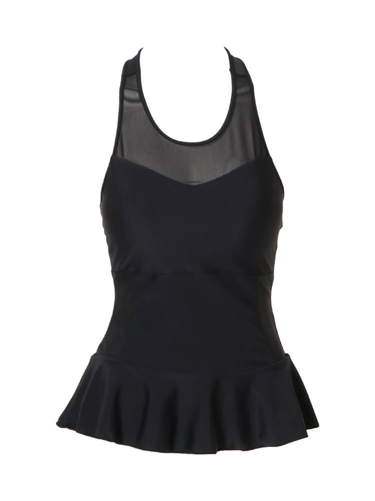 フリルヘム カップ付きトップス(ブラック)