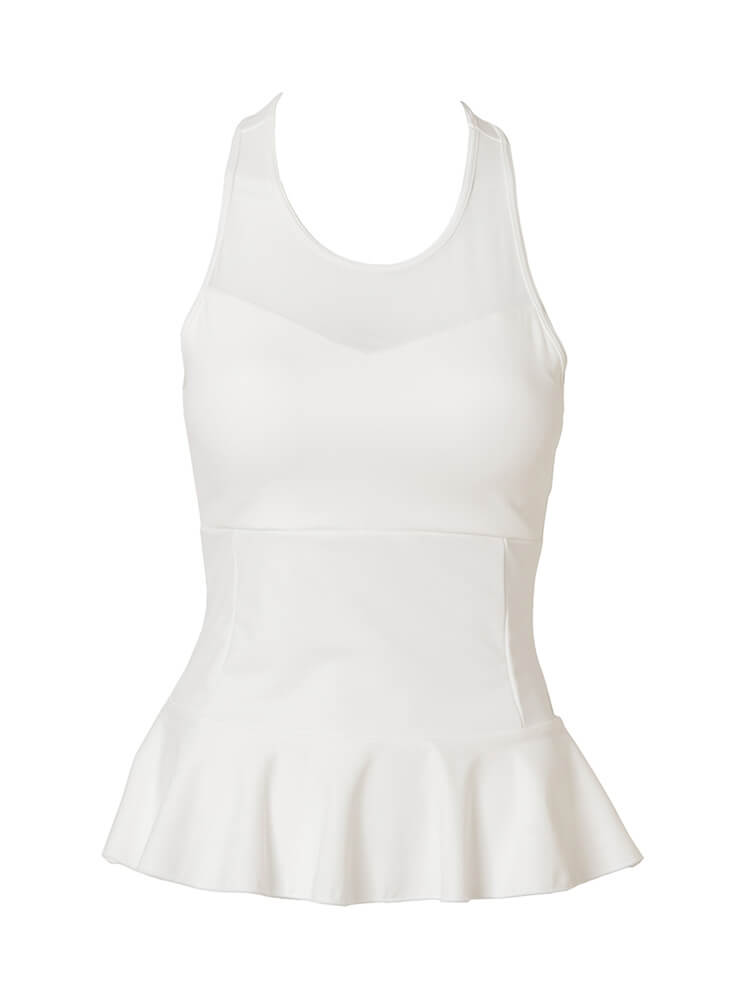 フリルヘム カップ付きトップス(ホワイト)