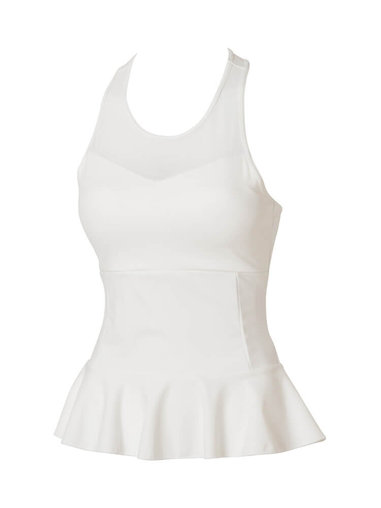 フリルヘム カップ付きトップス(ホワイト)