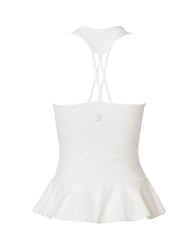 フリルヘム カップ付きトップス(ホワイト)